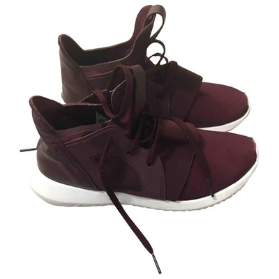Pre-owned Adidas Originals Tubular Cloth Trainers In Burgundy