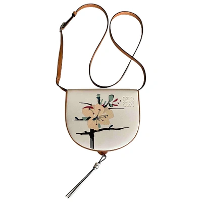 Pre-owned Loewe Heel Leather Crossbody Bag In White