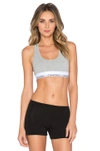 Calvin Klein Underwear Modern Cotton Ribbed Stretch Modal-blend Soft-cup Bra In Grey Heather