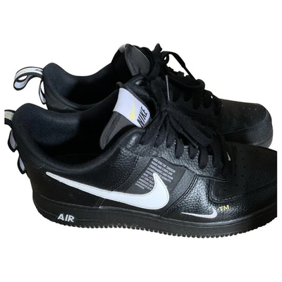 Pre-owned Nike Air Force 1 Black Leather Trainers