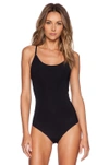 Commando Classic Control Stretch Thong Bodysuit In Black
