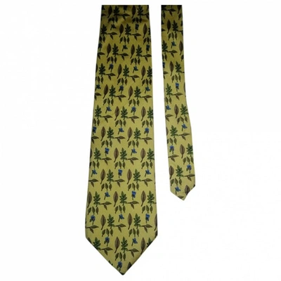 Pre-owned Brooks Brothers Silk Tie In Yellow