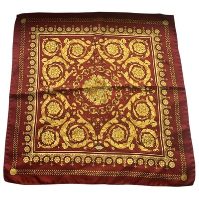 Pre-owned Versace Red Silk Scarf & Pocket Squares
