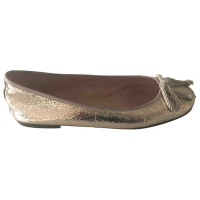Pre-owned Pretty Ballerinas Gold Leather Ballet Flats