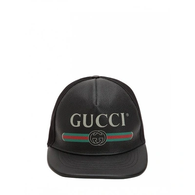 Pre-owned Gucci Black Leather Hat & Pull On Hat