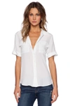 Equipment Short-sleeve Slim Signature Silk Blouse, Bright White In Bright White