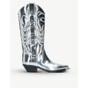 OFF-WHITE “FOR WALKING” METALLIC-LEATHER HEELED ANKLE BOOTS