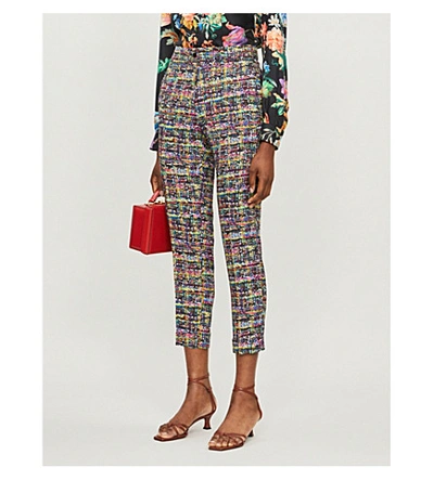 Etro Graphic-print High-rise Straight Crepe Trousers In Purple