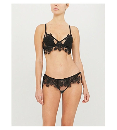 Agent Provocateur Seraphina Padded Mesh And Satin Underwired Bra In Black