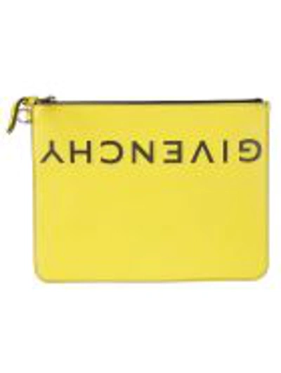 Givenchy Large Leather Pouch In Jaune/noir