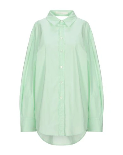 Tela Solid Color Shirts & Blouses In Light Green