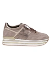 Hogan Midi Leather Platform Sneakers In Beige