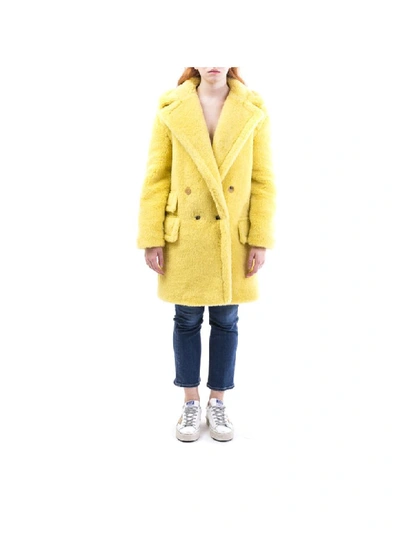 Max Mara Teddy Bear Fur-effect Coat In Yellow