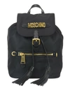 MOSCHINO GOLD-TONE LOGO FABRIC BACKPACK