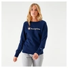 Champion Women's Powerblend Script Logo Crew Sweatshirt In Brown/blue