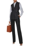 MAX MARA MAX MARA WOMAN BELTED PINSTRIPED WOOL-BLEND VEST ANTHRACITE,3074457345621273674
