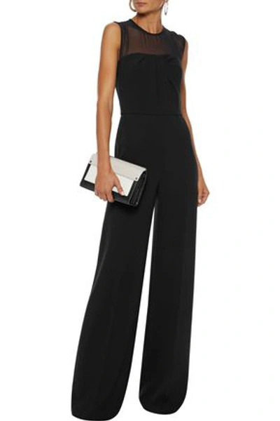 Max Mara Cluny Georgette-paneled Cady Wide-leg Jumpsuit In Black