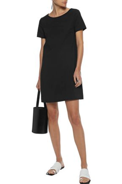 Theory Crinkled Linen-blend Mini Dress In Black