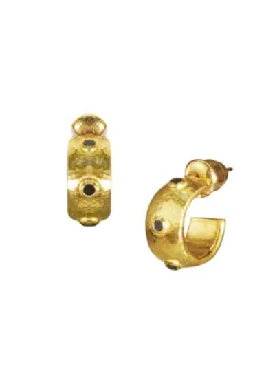 Gurhan Hoopla Small Midnight 24k Yellow Gold & Black Diamond Hoop Earrings