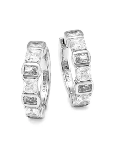 Adriana Orsini Silvertone Cubic Zirconia Small Huggie Hoop Earrings In Rhodium