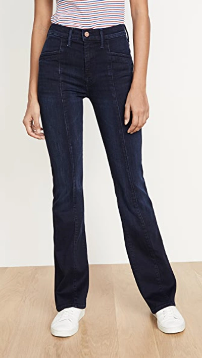 Mother The Drama Pintucked Flare Jeans In Blue