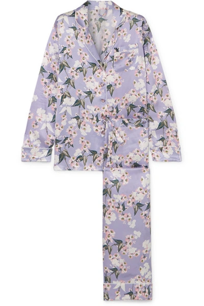 Olivia Von Halle Maleficent Lila Floral-print Silk-satin Pyjama Set In Lilac