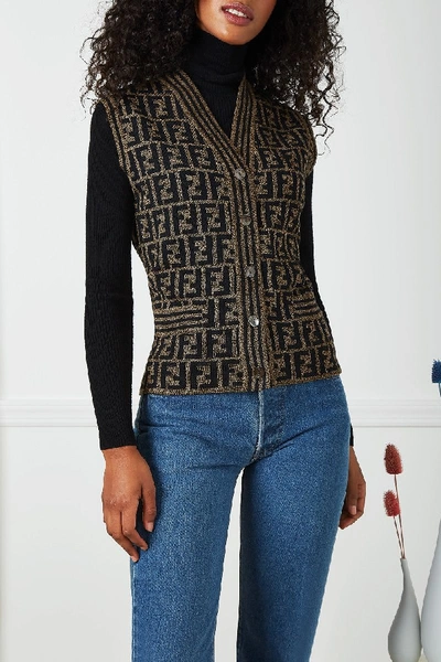 Pre-owned Fendi F/w 1996 Brown Knit Zucca Vest