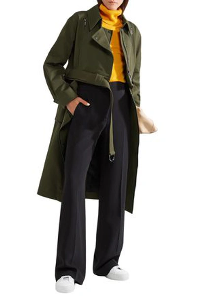 Grey Jason Wu Convertible Leather-trimmed Cotton-blend Twill Coat In Army Green