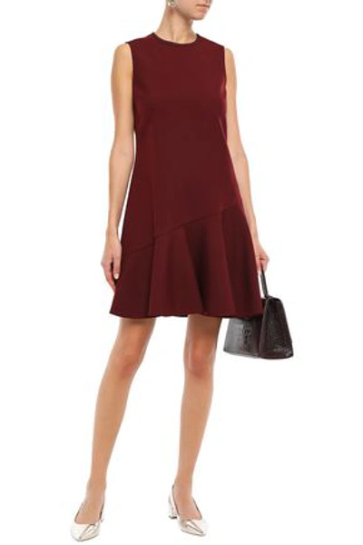 Victoria Beckham Fluted Crepe Mini Dress In Merlot