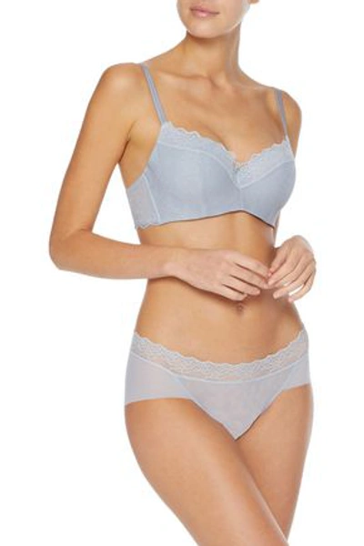 Wolford Samantha Chantilly Lace And Snake-print Stretch-jersey Underwired Bra In Light Gray