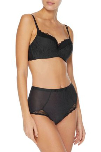 Wolford Samantha Chantilly Lace And Snake-print Stretch-jersey Underwired Bra In Black