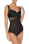 WOLFORD SAMANTHA CHANTILLY LACE-PANELED STRETCH-TULLE BODYSUIT,3074457345621290583