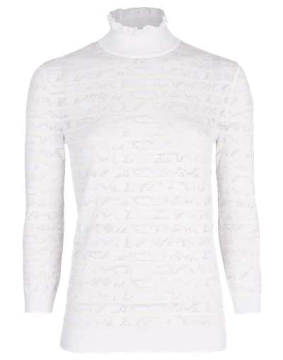 Chloé Lace Insert Turtleneck Top In Milk