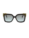 Fendi 52mm Crystal-embellished Square Sunglasses In Havana Yellow