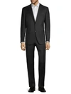 CANALI SLIM-FIT SOLID WOOL SUIT,0400011841629