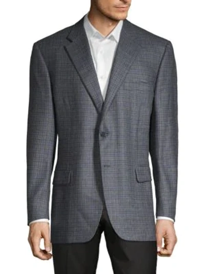 Canali Plaid Silk & Wool-blend Sportcoat In Grey