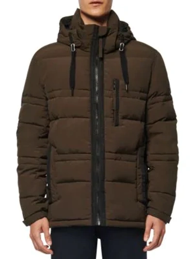 Andrew Marc Huxley Removable Hood Jacket In Olive