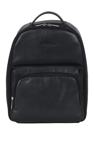 Ben Sherman Faux Leather Backpack In Black