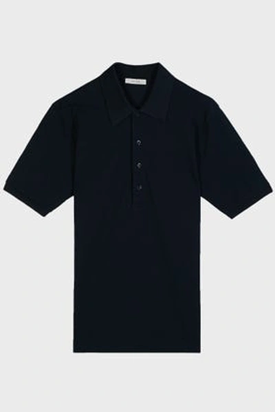 The Row Noel Pique Polo Shirt In Navy
