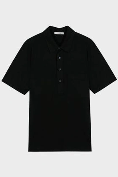 The Row Pavel Silk And Cotton-blend Polo Shirt In Black