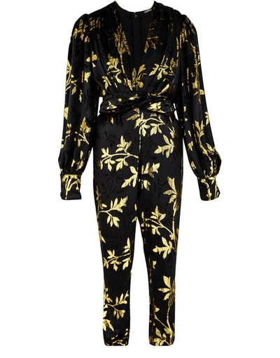 Dodo Bar Or Anatalya Metallic Velvet-jacquard Jumpsuit In Black