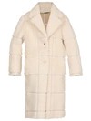 Off-white Oversized Shearling Coat In Beige No Color