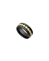 LAGOS 18K GOLD & BLACK CAVIAR 8MM RING,PROD225560228