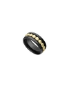 Lagos Meridian 18k Yellow Gold & Black Ceramic Caviar Stacking Ring
