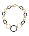 LAGOS 18K GOLD CAVIAR LINK BRACELET W/ BLACK CERAMIC,PROD224200014