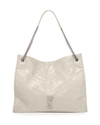 Saint Laurent Niki Large Quilted Crinkled Glossed-leather Tote In White