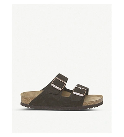Birkenstock Arizona Two-strap Faux-leather Sandals In Black Washed Leather