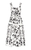 OSCAR DE LA RENTA FLORAL-PRINT COTTON-POPLIN MIDI DRESS,758881