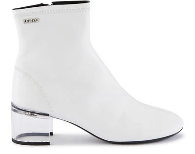 Kenzo K-round High Heel Ankle Boots In White