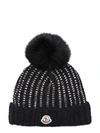 MONCLER POM-PON DETAIL TRICOT KNIT BEANIE,11133572